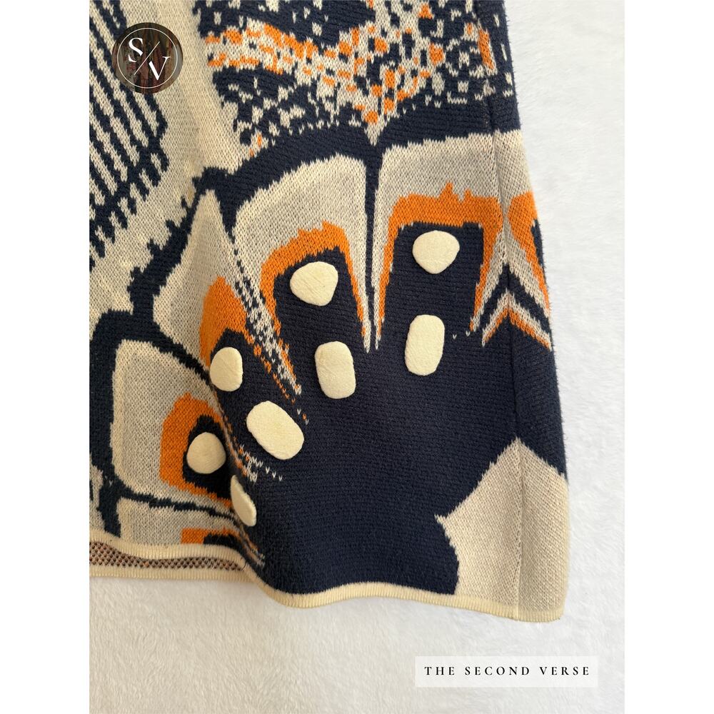 Celia Prado Sleeveless Knit Short Dress Abstract Boho Embellished Size S - Picture 4 of 9